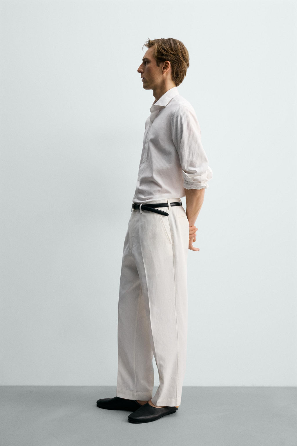 CAMISA REGULAR FIT ALGOD?N / Blanco - Zara фото 4