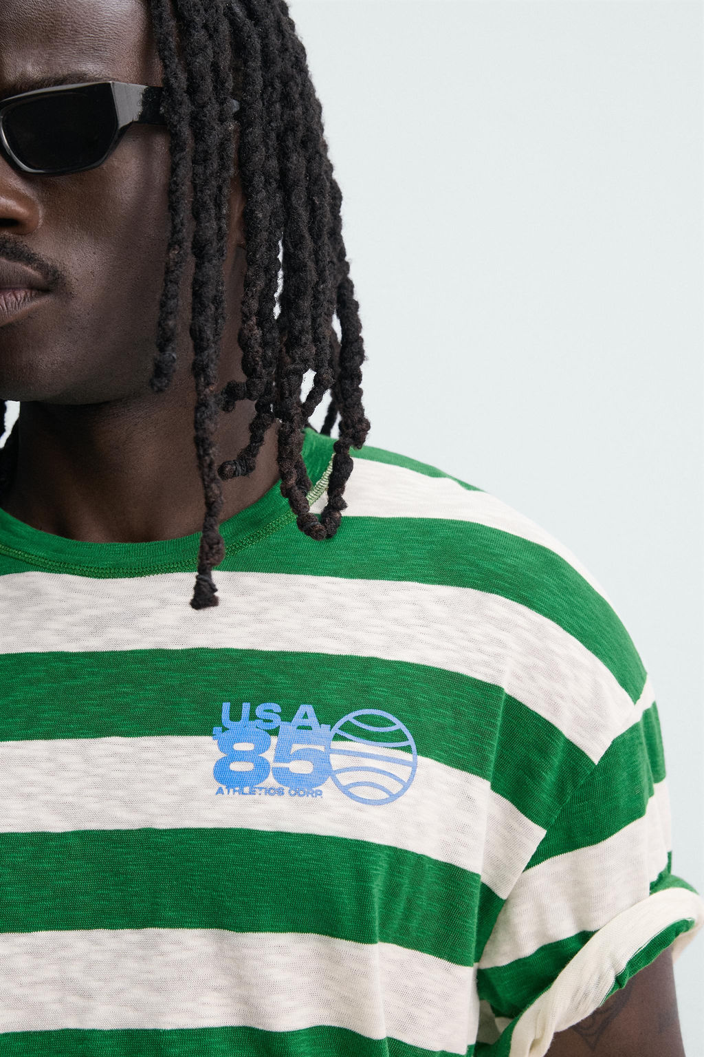 CAMISETA RAYAS ESTAMPADO CONTRASTE / Verde / Crudo - Zara фото 5