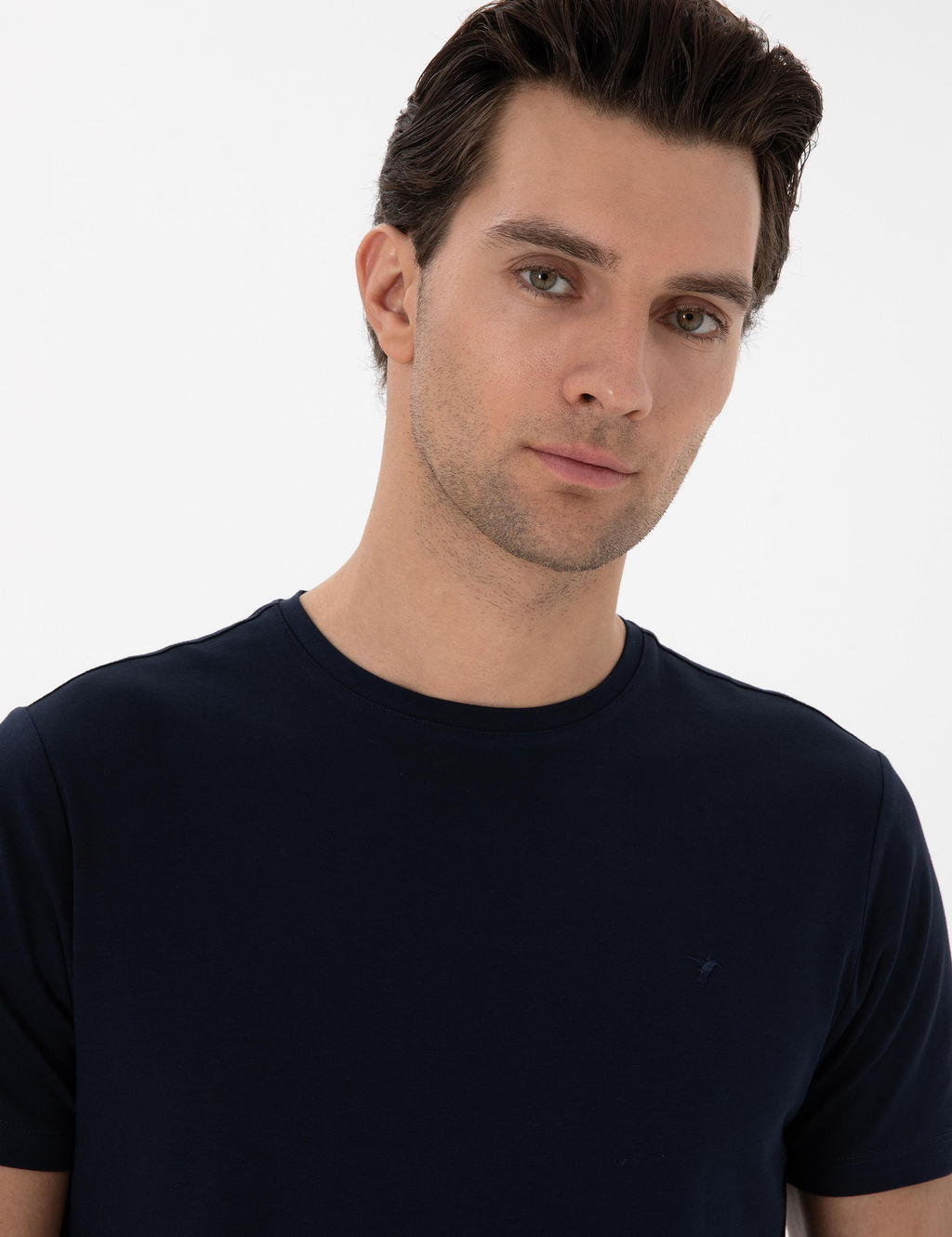 Lacivert Slim Fit Bisiklet Yaka %100 Pamuk Basic T-shirt - Cacharel фото 2