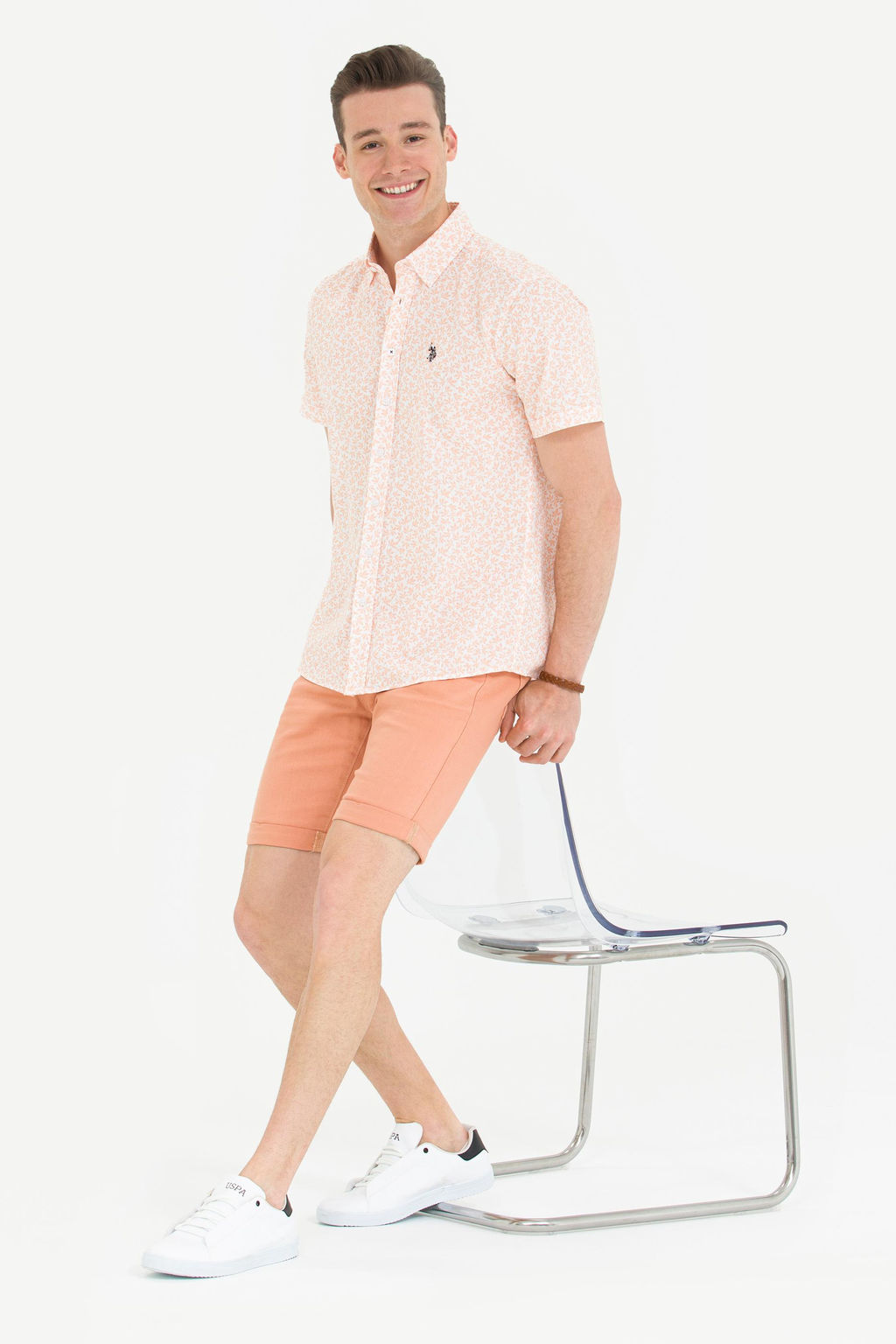 U. S. Polo Assn Мужская желтая рубашка с коротким рукавом - U.s. polo assn фото 4