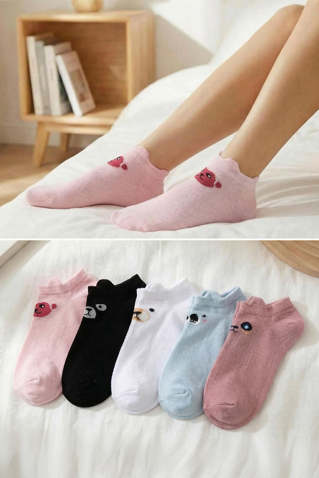 Trendyolmilla Mavi-Cok Renkli 5li Paket Pamuklu Bask?l? Orme Patik Corap THMAW22CO0231  фото 5