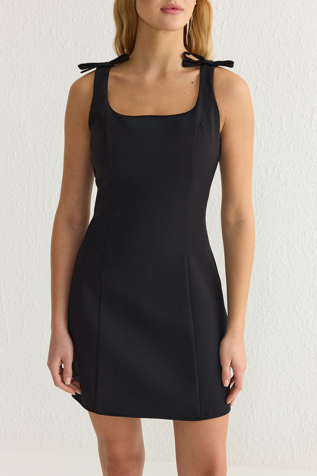 TRENDYOLMILLA Siyah A Kesim Fiyonklu Mini Dokuma Elbise TWOSS25EL00267 фото 7