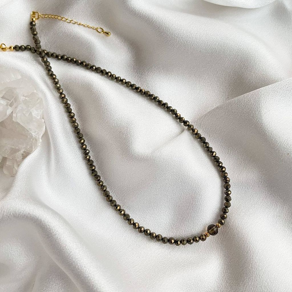 Колье из Пирита и Раухтопаза 38 см +