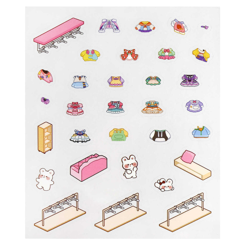 Наклейки-румбокс д/создания миниатюрных сцен, 125х150 мм, арт. 71511 / 300 КРОЛИК. МАГАЗИН ОДЕЖДЫ.