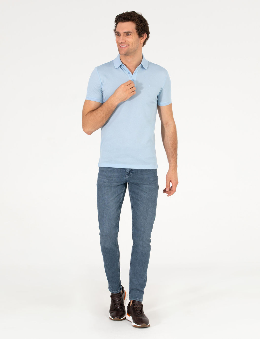 Голубая облегающая базовая футболка - Cacharel фото 4