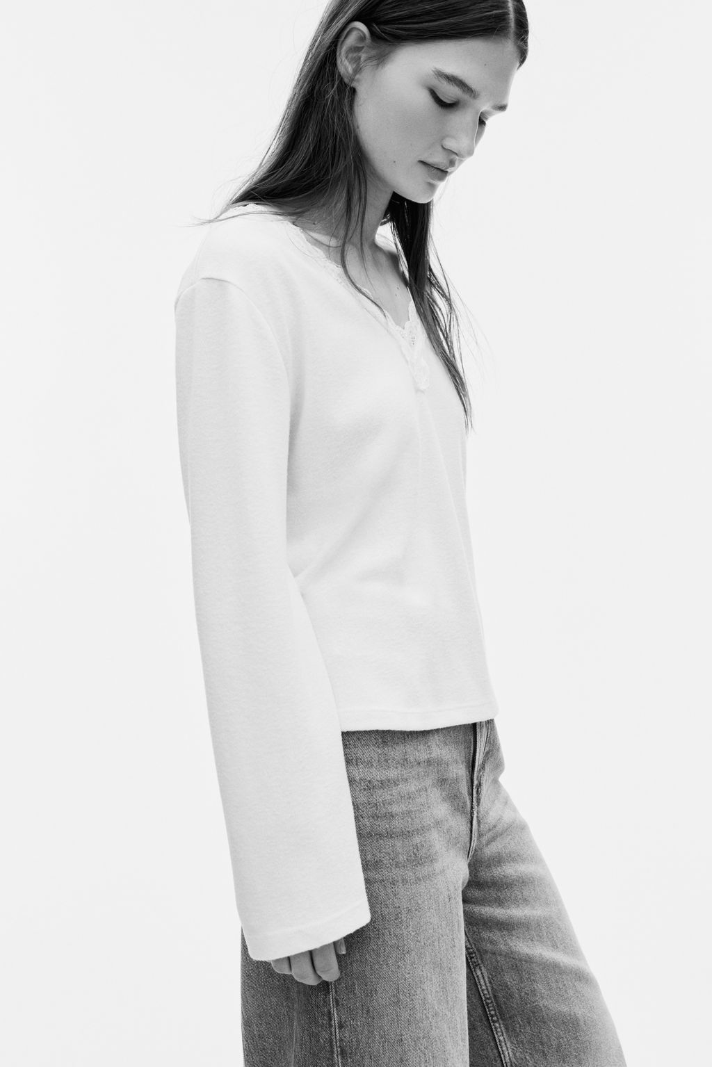 Top de punto con ribete de encaje - H&m фото 5