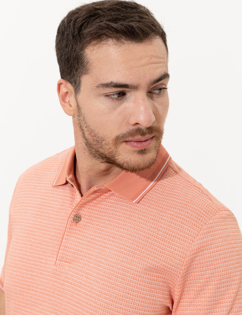 Coral Dokulu Slim Fit Polo Yaka Ti__rt