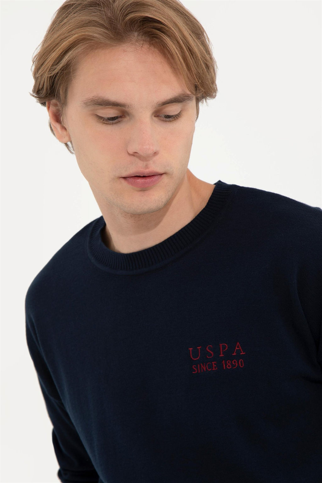 U. S. Polo Assn Мужской темно-синий трикотажный свитер с круглым вырезом - U.s. polo assn фото 8