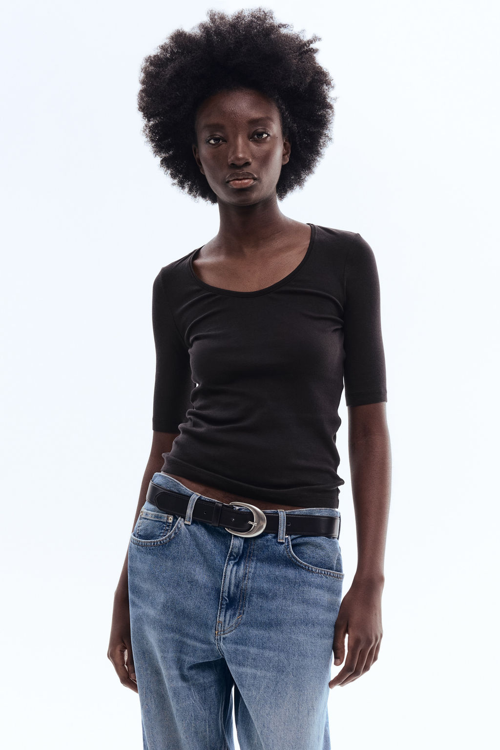 Top de algod?n pima con escote en U - H&m фото 4