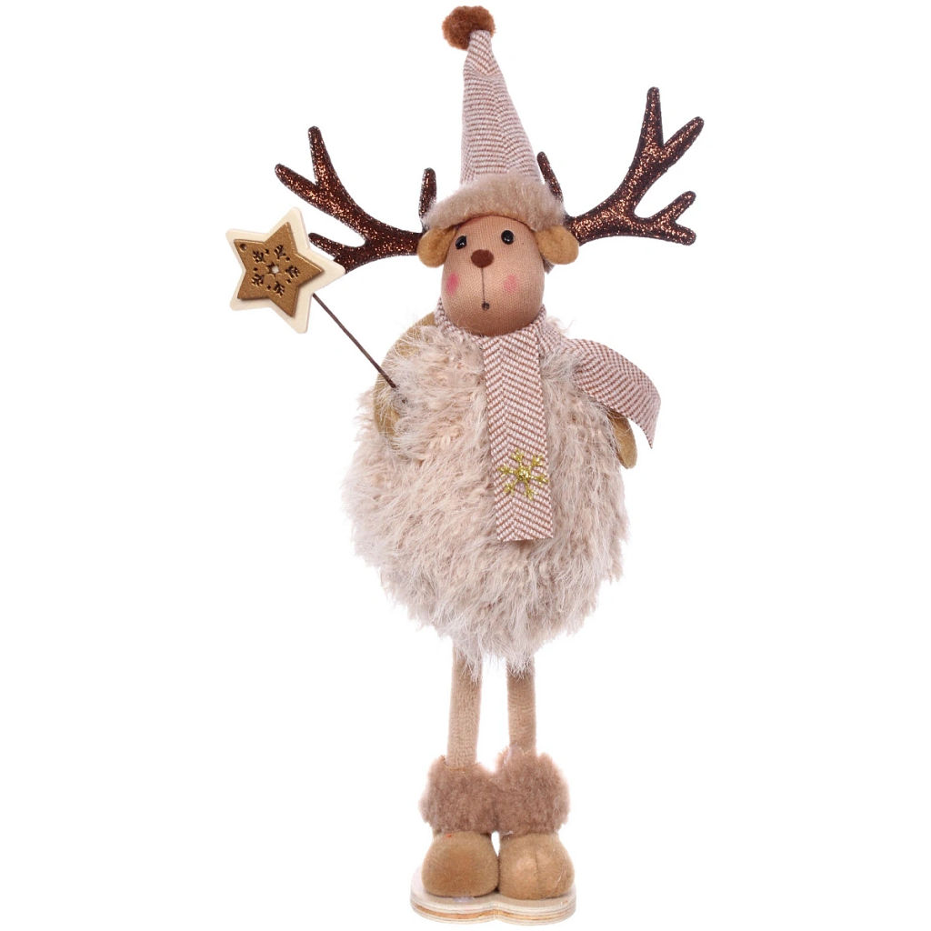 Фигурка новогодняя "Олень с волшебной палочкой" 28 см, коричневый