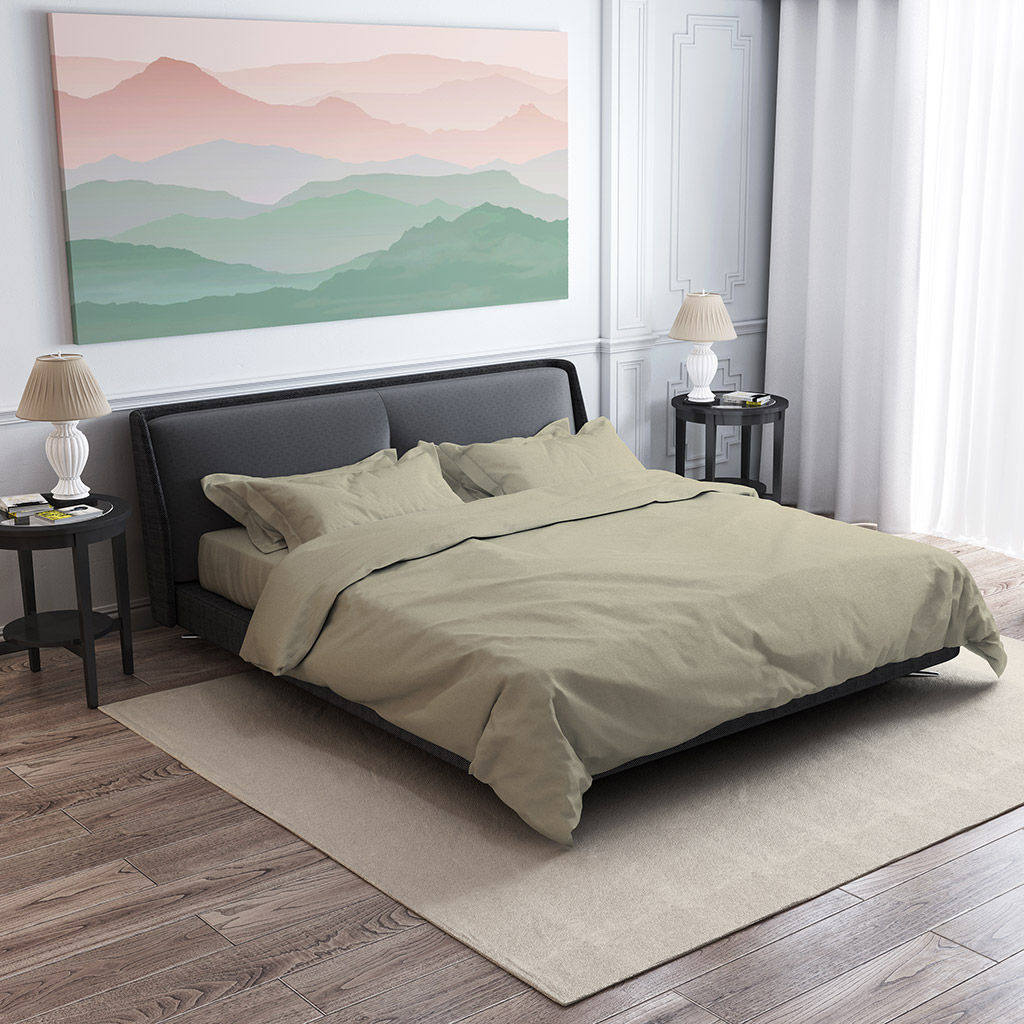 Постельное белье, комплект Евро Макси "Шалфей", 4 предмета: пододеяльник на пуговицах 240х215см, простыня 220х240см, 2 наволочки 50х70см с клапаном-запахом, сатин 135г/м2, хлопок 100%, упаковка "классическая" ПВХ 34,5х41см, "Домашняя мода" (Россия)