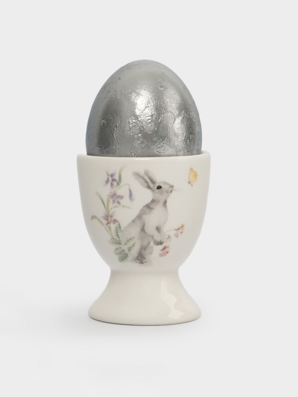 Подставка для яйца, 7 см, керамика, белая, Кролик с цветами, Flower Rabbit - Anna lafarg фото 5