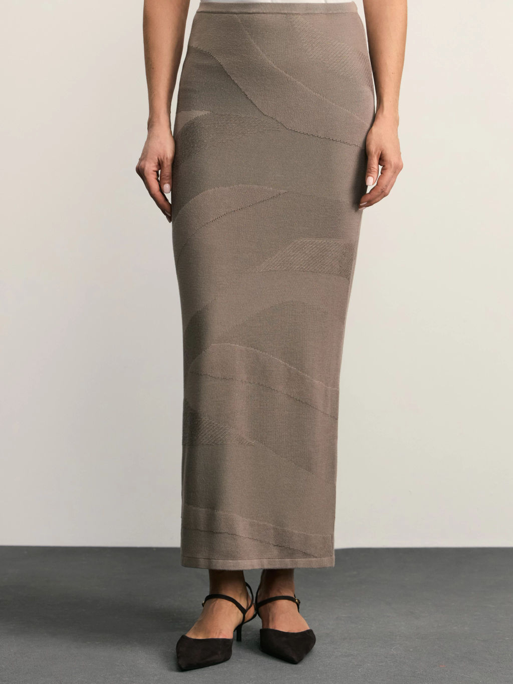 Вязаная юбка миди с абстрактным принтом / Zarina  фото 2