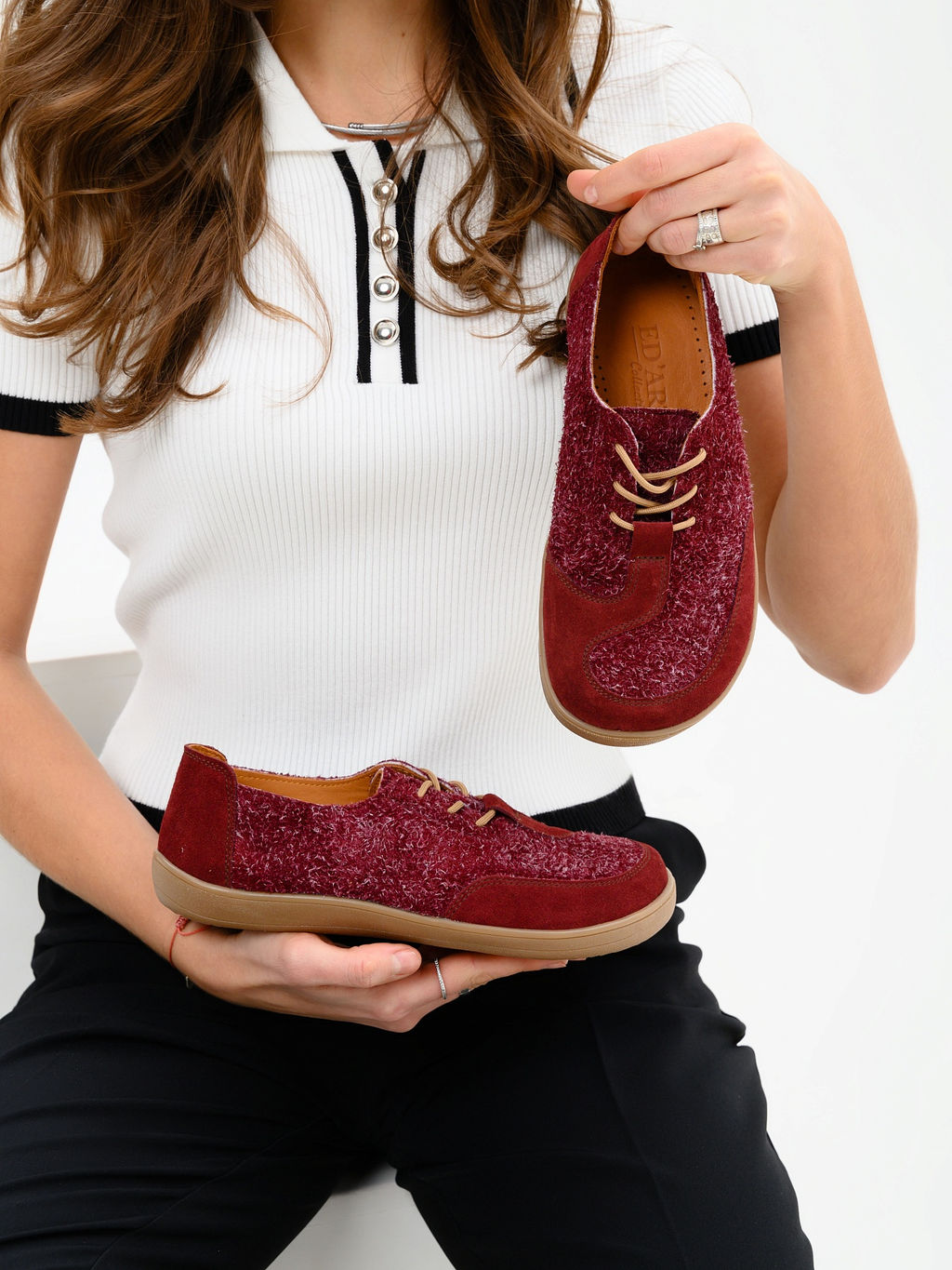 Босоногие туфли 188.natabr.Бордовый джангл+бордовая замша