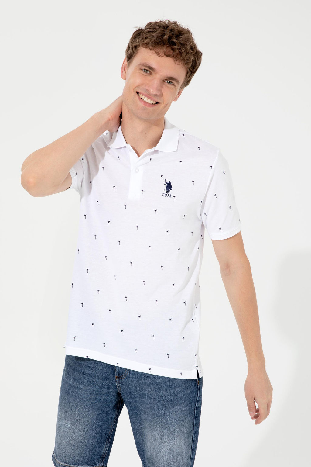 U. S. Polo Assn Мужская белая футболка с воротником-поло - U.s. polo assn фото 15
