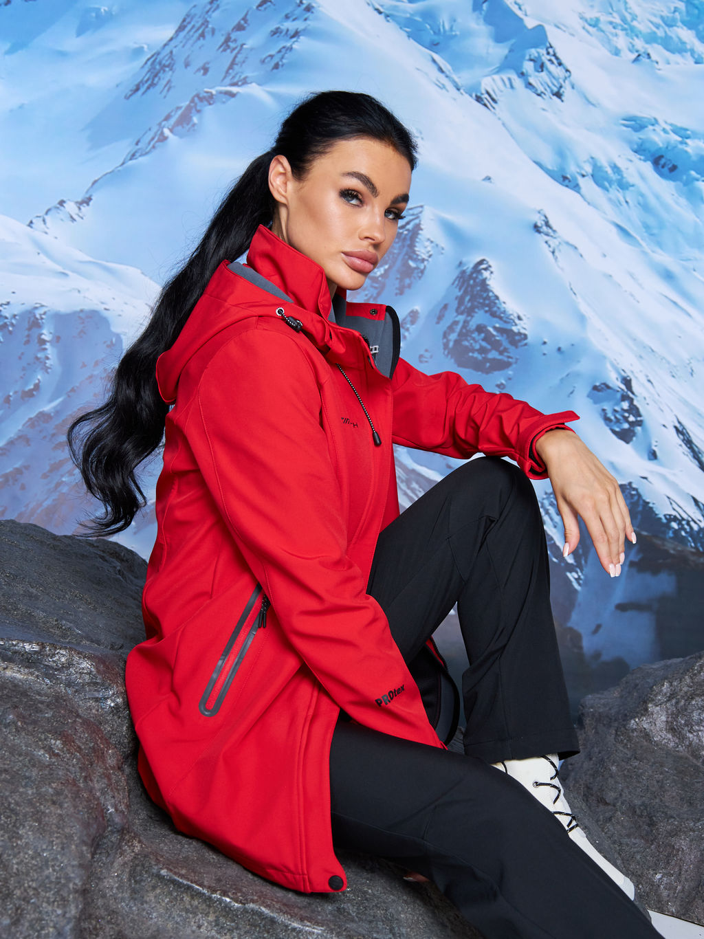 Женская парка виндстопер софтшелл на флисе Azimuth Стихия Неба 124/22956_703 Красный  фото 19