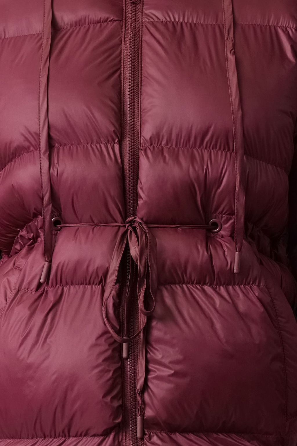 Bordo Regular Kal?p Kapusonlu Belden Buzgu Detayl? Su Itici K?sl?k Sisme Mont TWOAW25MO00164 - Trendyolmilla фото 5