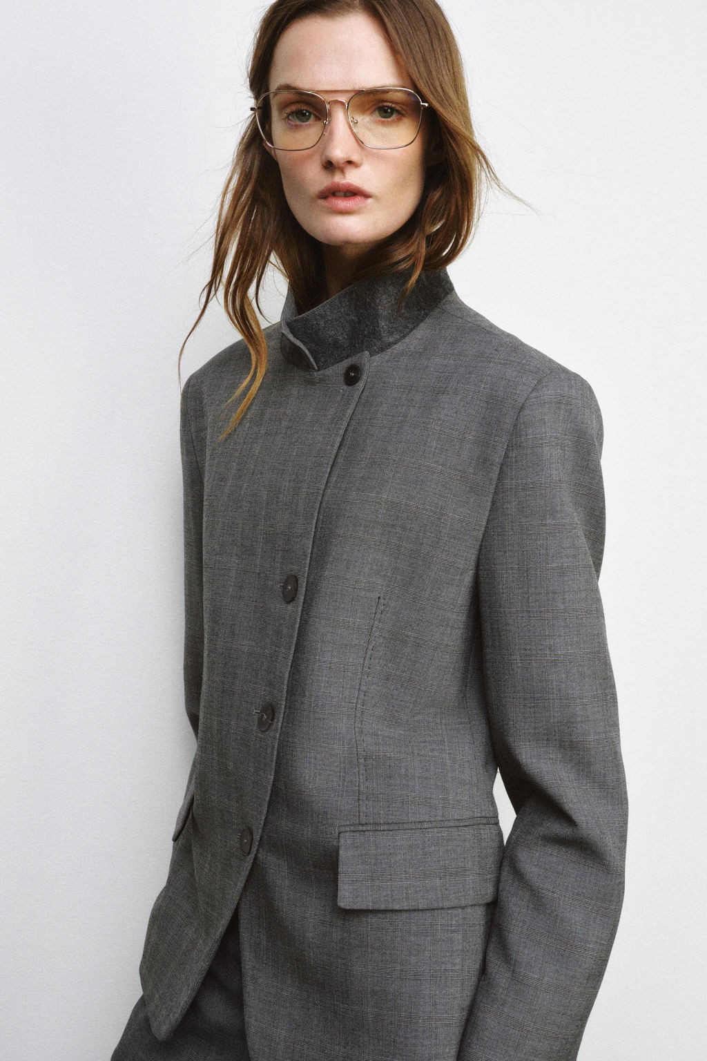 BLAZER ENTALLADA CUADROS ZW COLLECTION / Gris medio - Zara фото 2