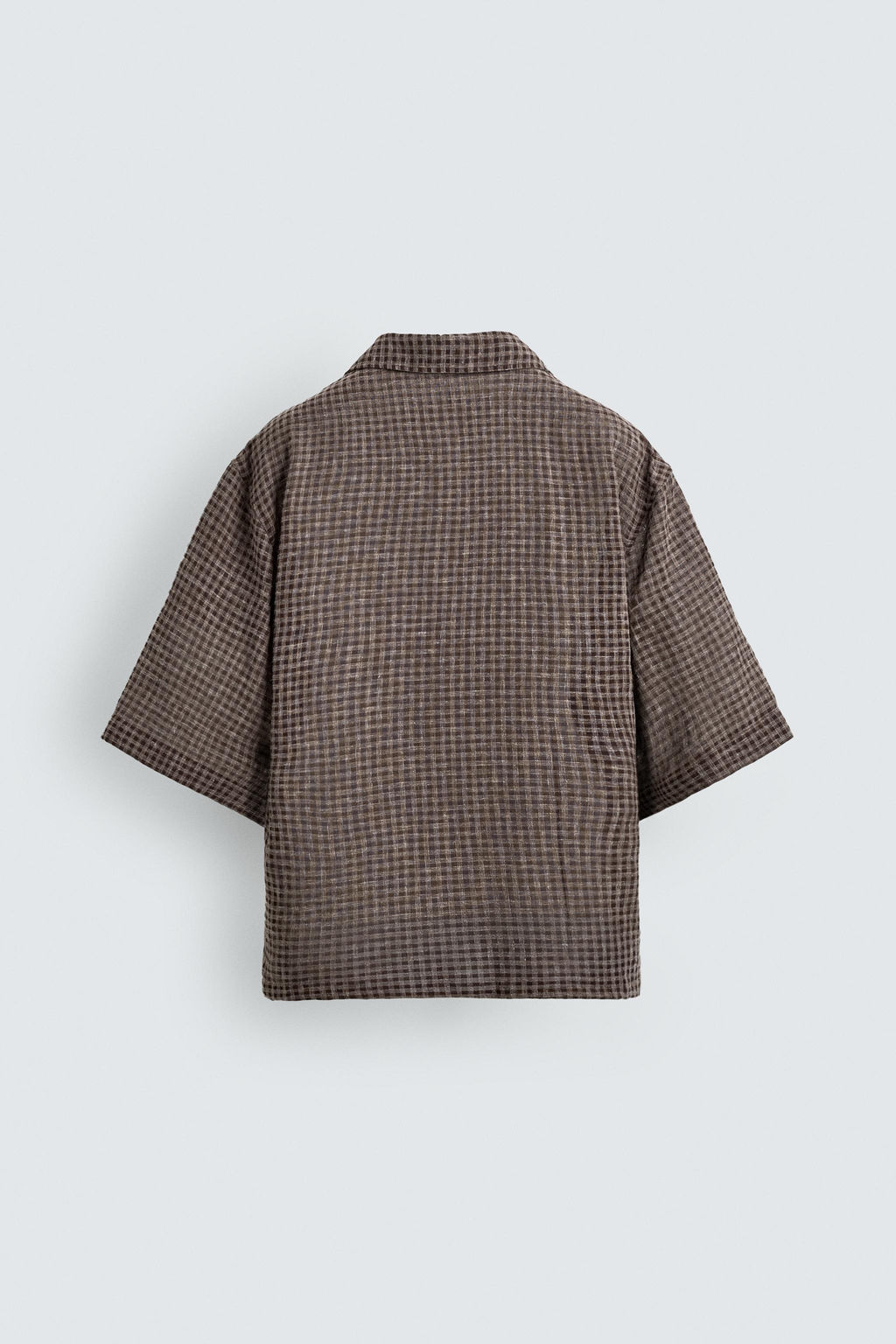 Рубашка Zara Relaxed Fit Jacquard Cuadros коричневая