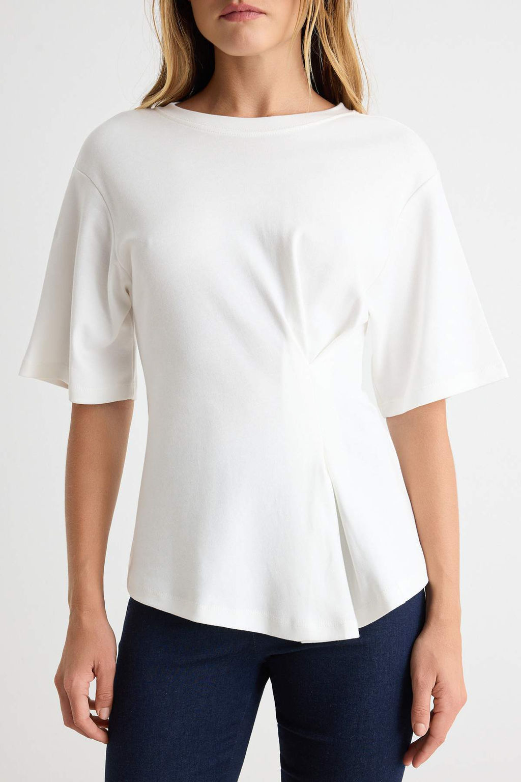 Ekru Burgu Detayl_ Bisiklet Yaka Fitted _nterlok _rme T-Shirt TWOAW27TS00006 - Trendyolmilla фото 3