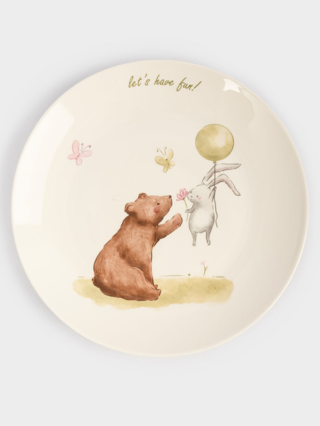 Набор посуды, детский, 1 перс, 3 пр, фарфор N, белый, Мишка и зайчик, Friendship