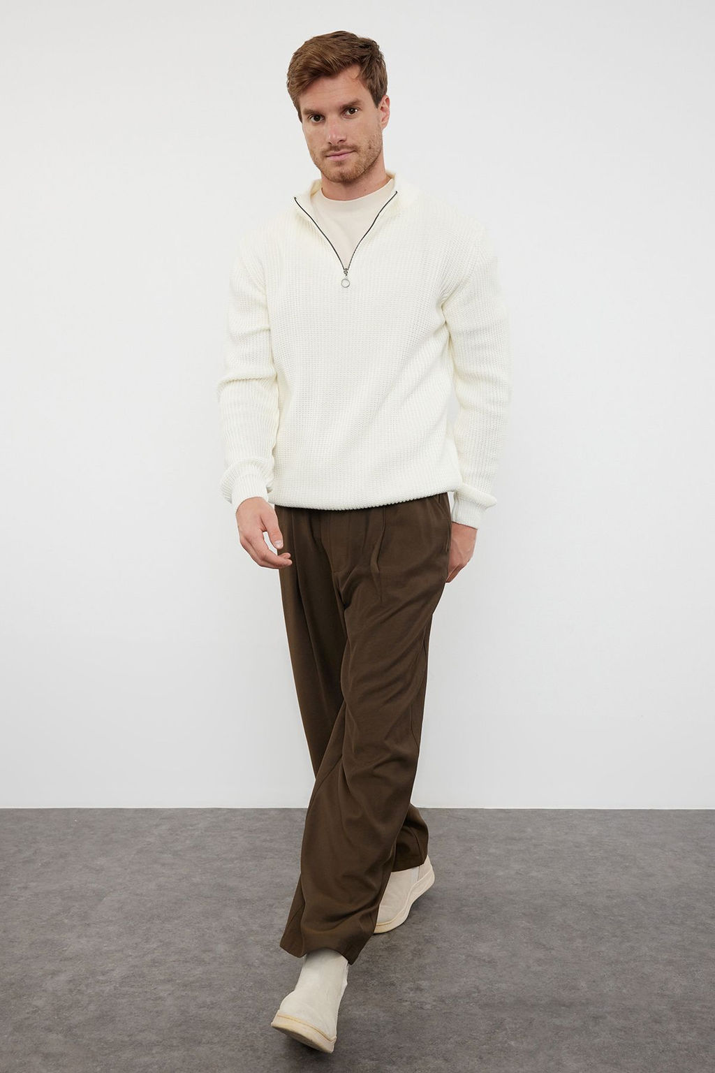 TRENDYOL MAN Indigo Casual Regular Yar?m Bal?kc? Yaka Duz Triko Kazak TMNAW22KZ1908 - Trendyolmilla фото 45