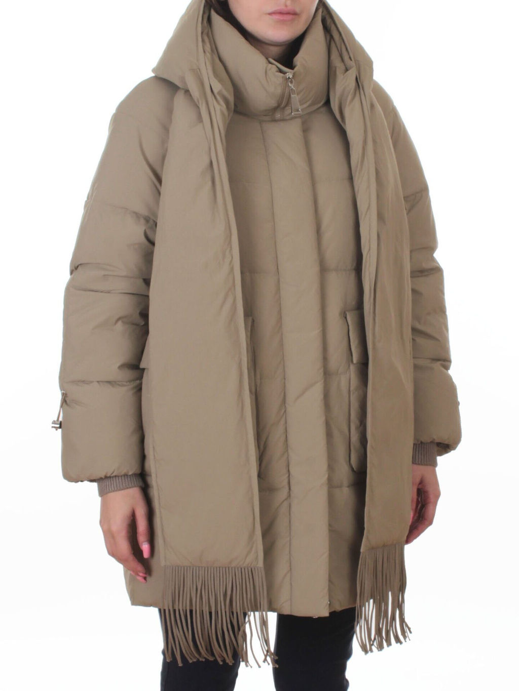 H781 DK. BEIGE Куртка зимняя женская (200 гр. холлофайбер) - Фабричный китай фото 7