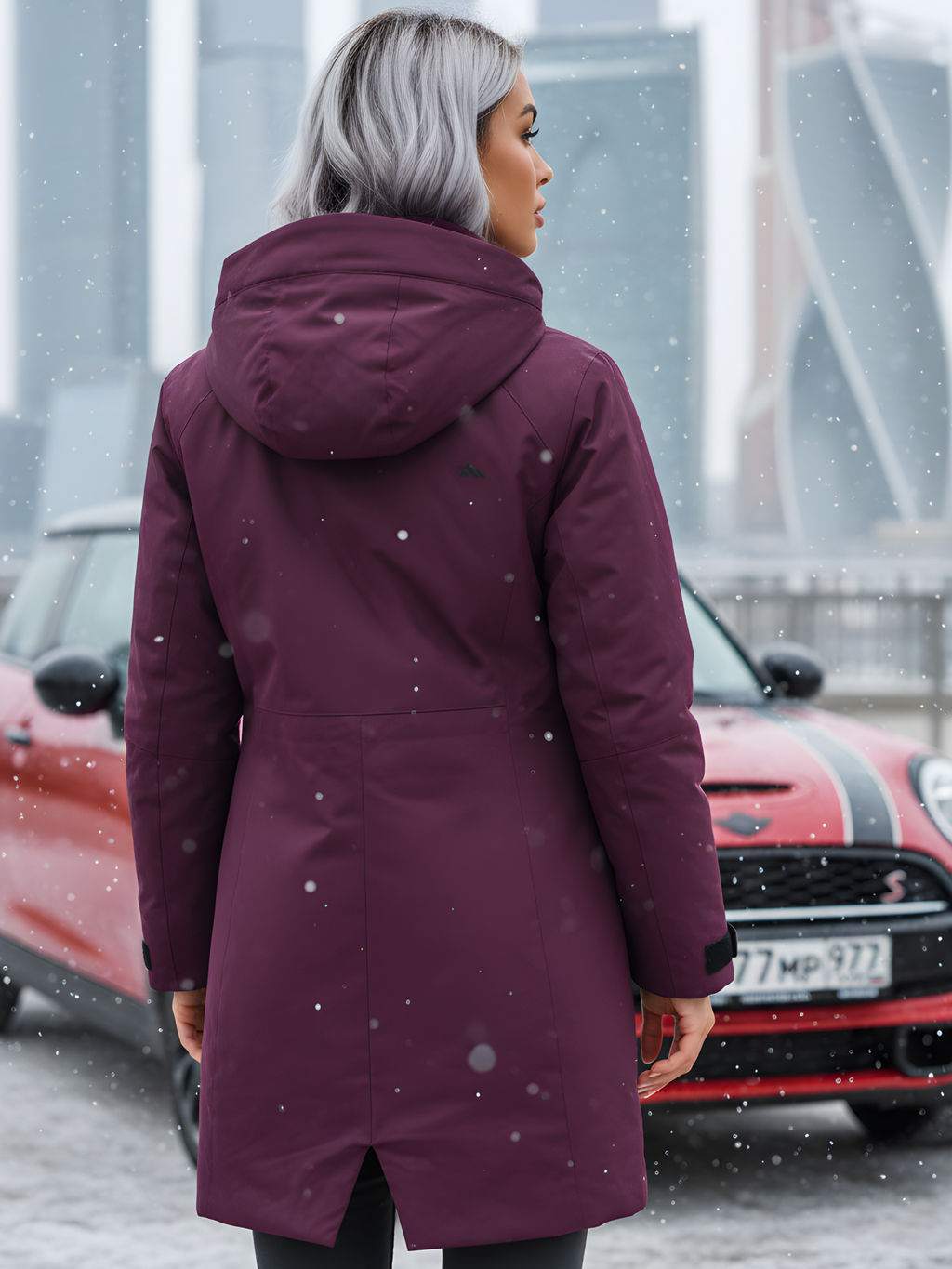 Парка зимняя женская с капюшоном бордового цвета 9538-1Bo - Mtforce фото 20