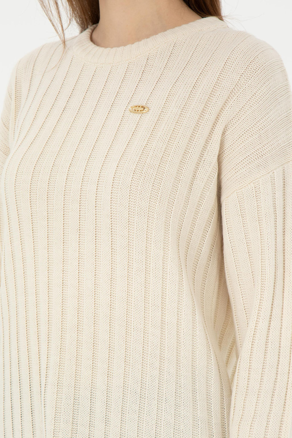 Женский кремовый свитер с круглым вырезом Неожиданная скидка в корзине - U.s. polo assn фото 7