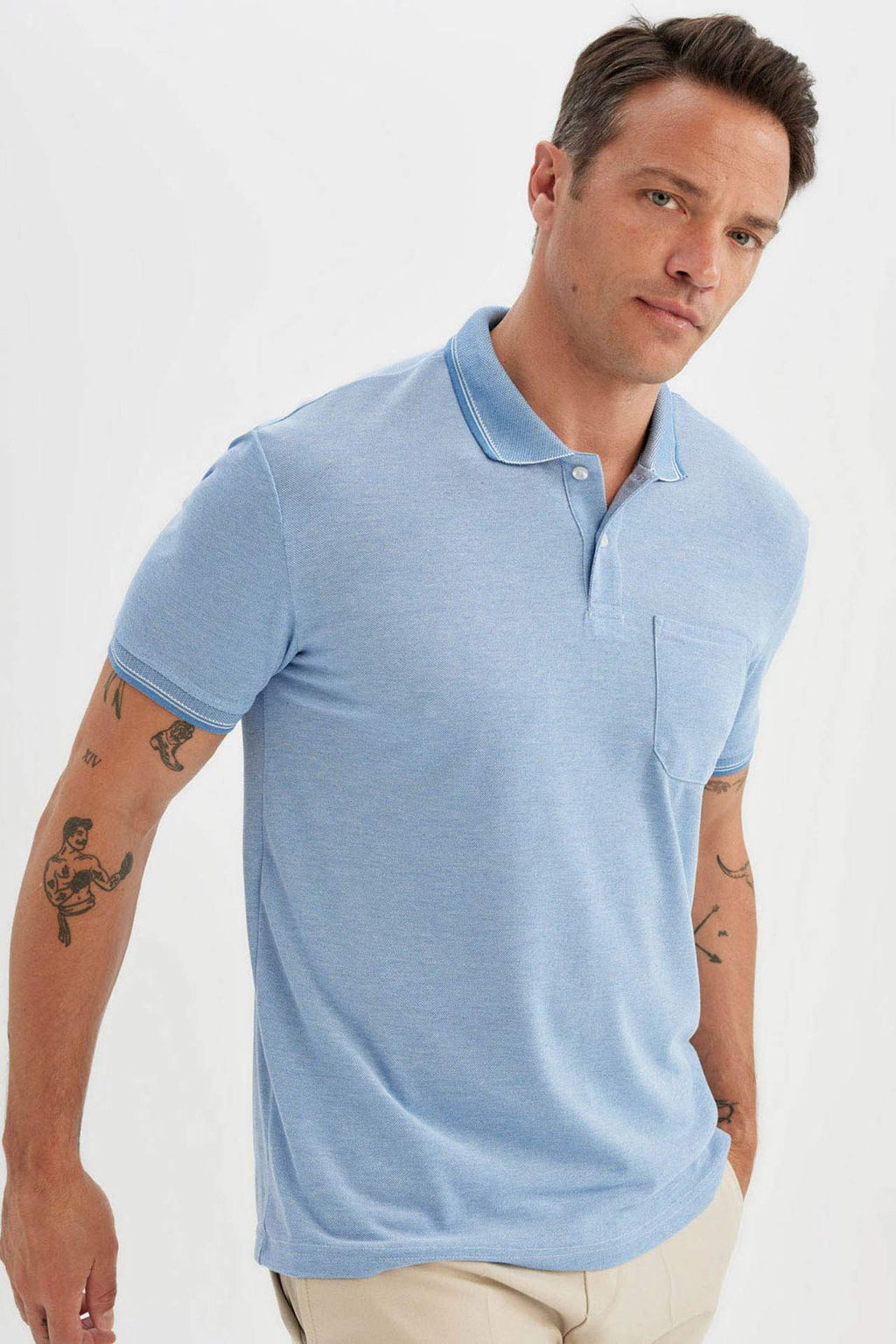 New Regular Fit K?sa Kollu Basic Duz Polo Tisort - Defacto фото 4