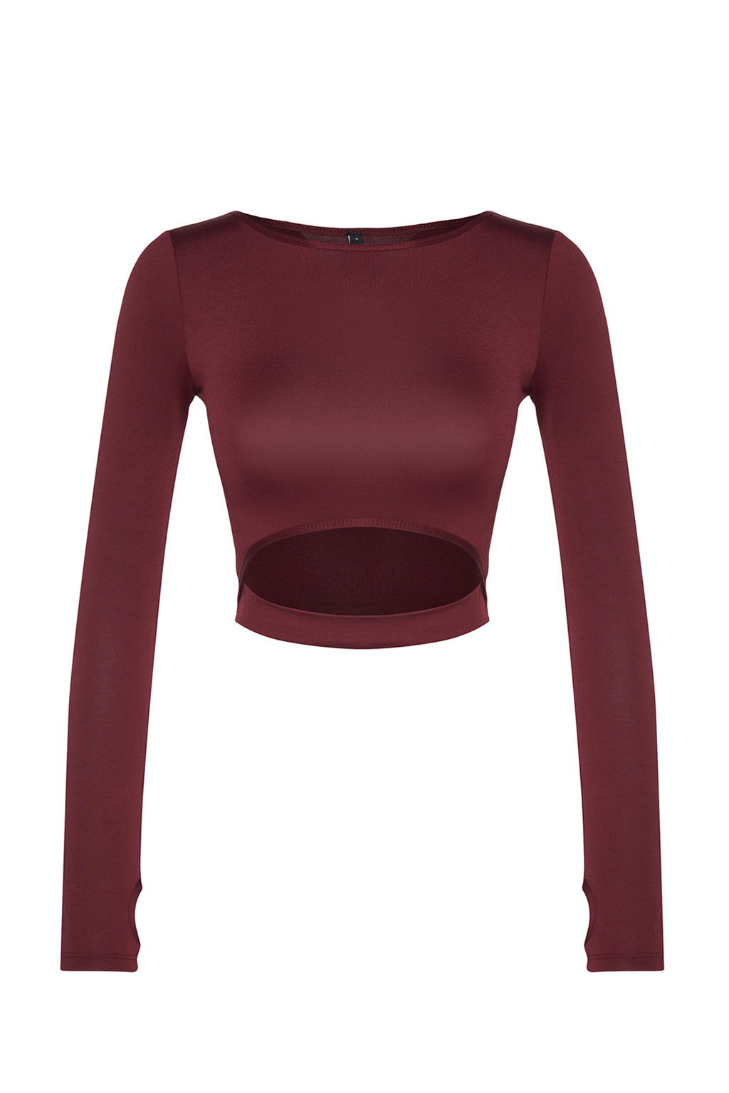 Bordo Crop Pencere/Cut Out ve Bas Parmak Delik Detayl? Orme Spor Ust/Bluz TWOAW21BZ0156
