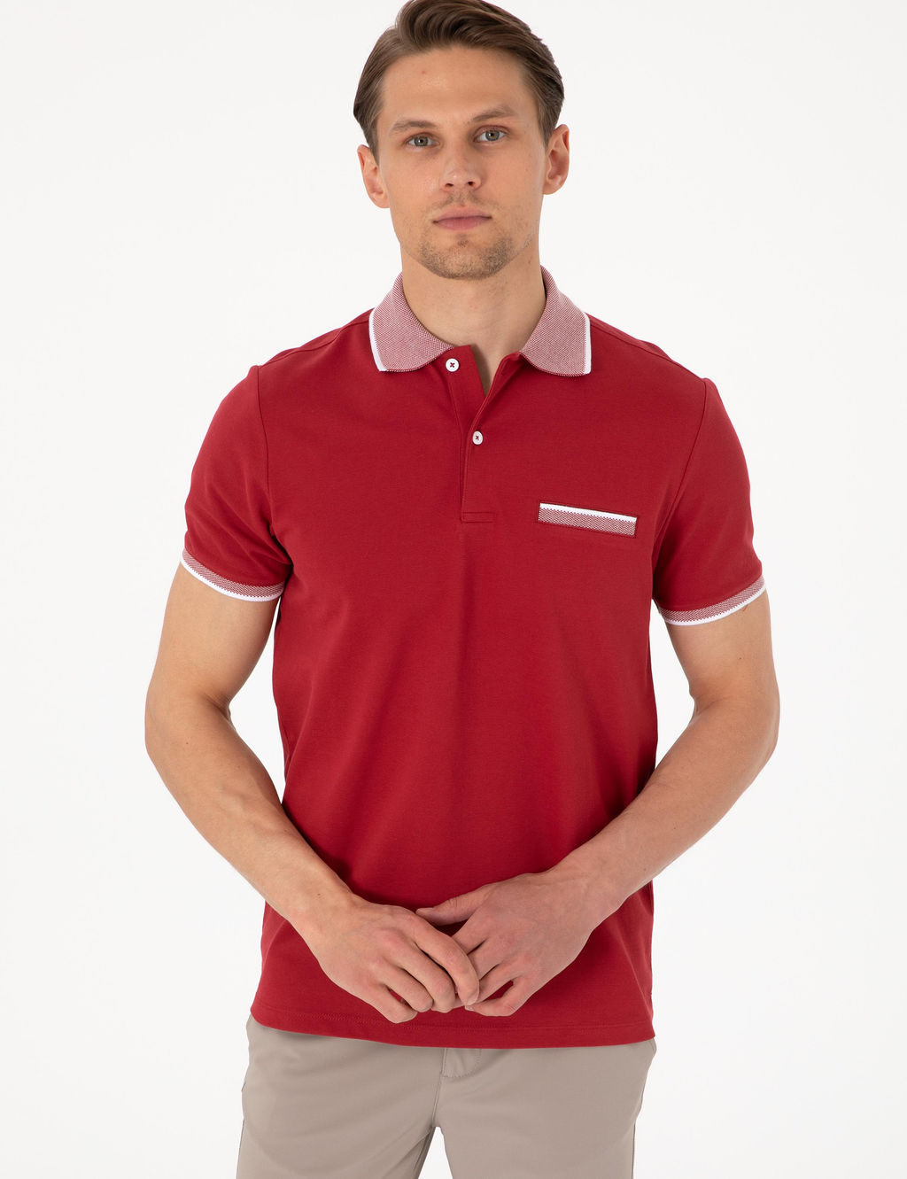 Nar _i_e_i Slim Fit %100 Pamuk D__meli Polo Yaka Ti__rt