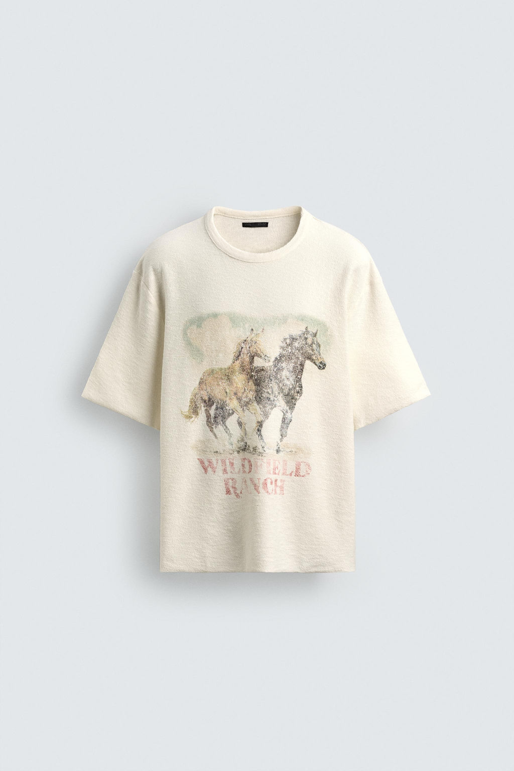 CAMISETA DE PUNTO ESTAMPADO CONTRASTE / Blanco roto