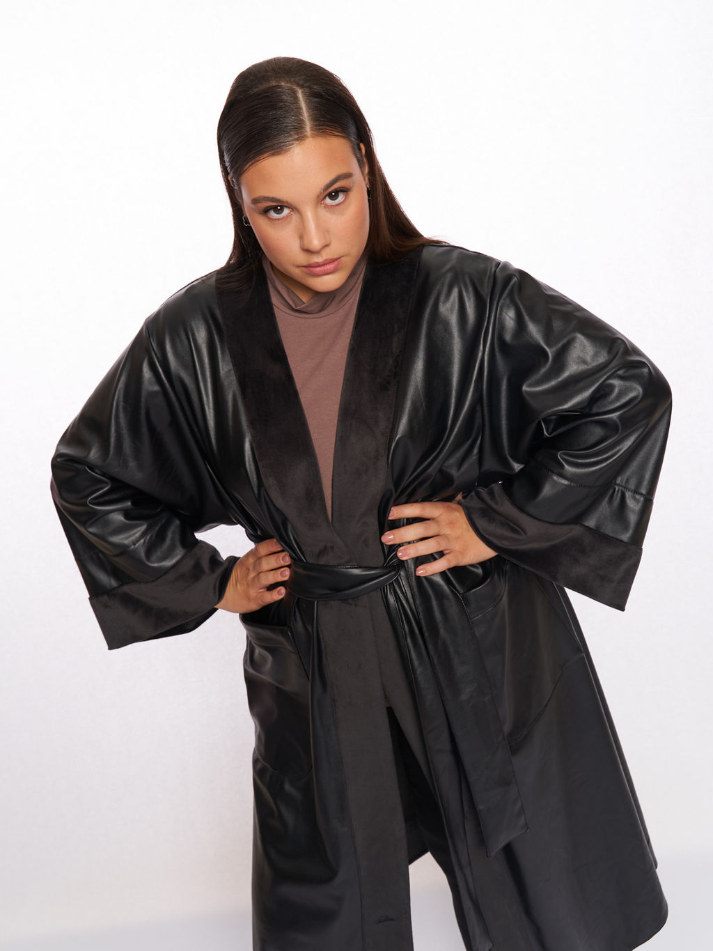 Плащ кожаный TKA05221BLK01