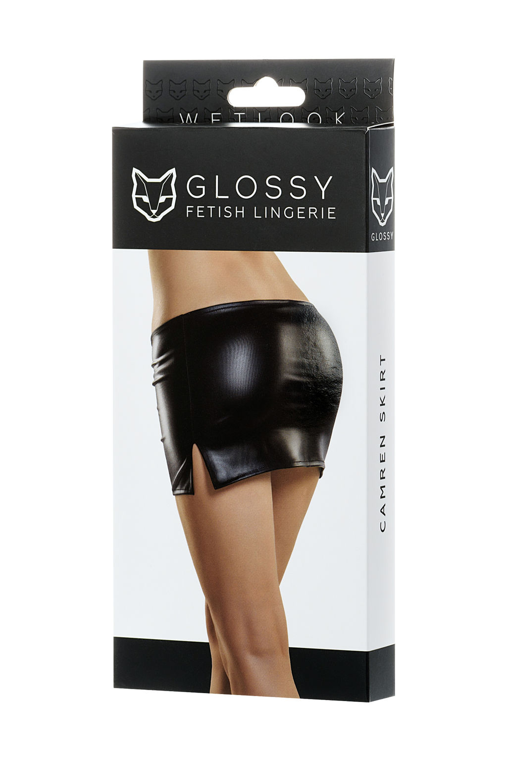 Мини-юбка Glossy CAMREN из материала Wetlook, черный, XL