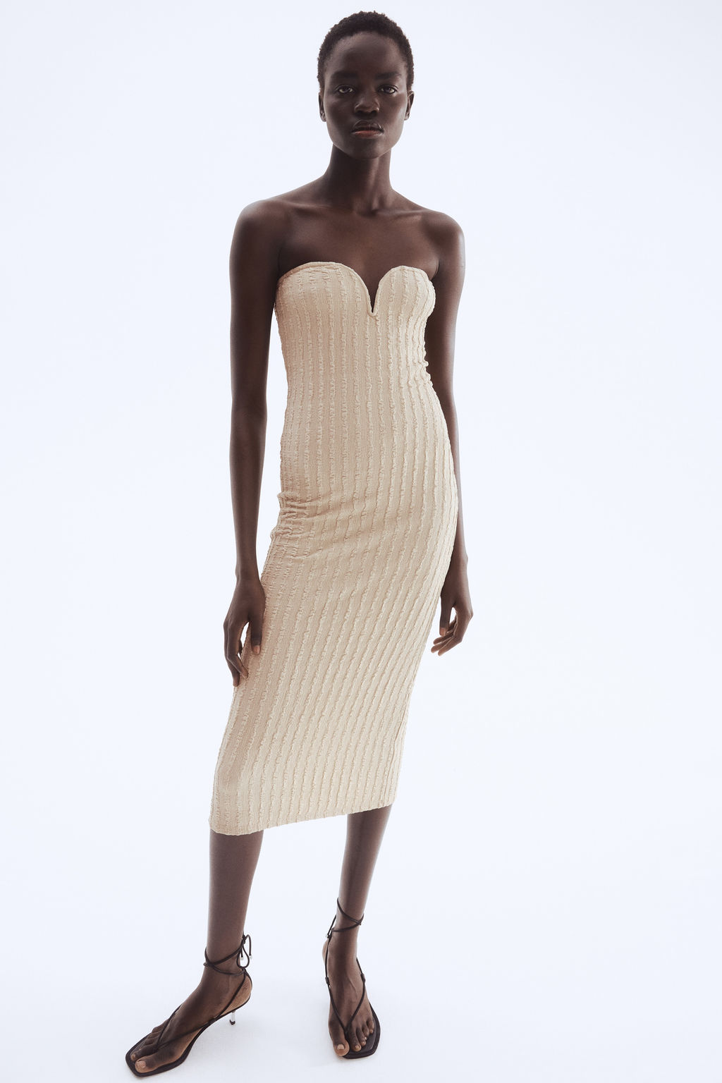 Vestido bandeau en punto con textura - H&m фото 3
