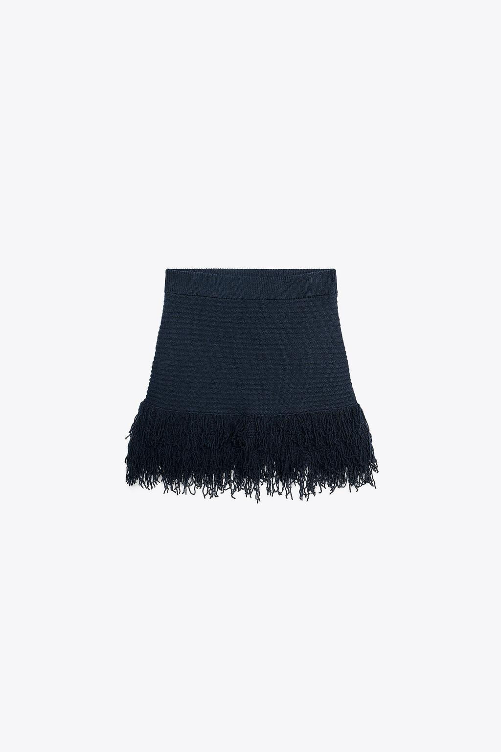 FRINGED CHECK KNIT SKIRT - Zara фото 2