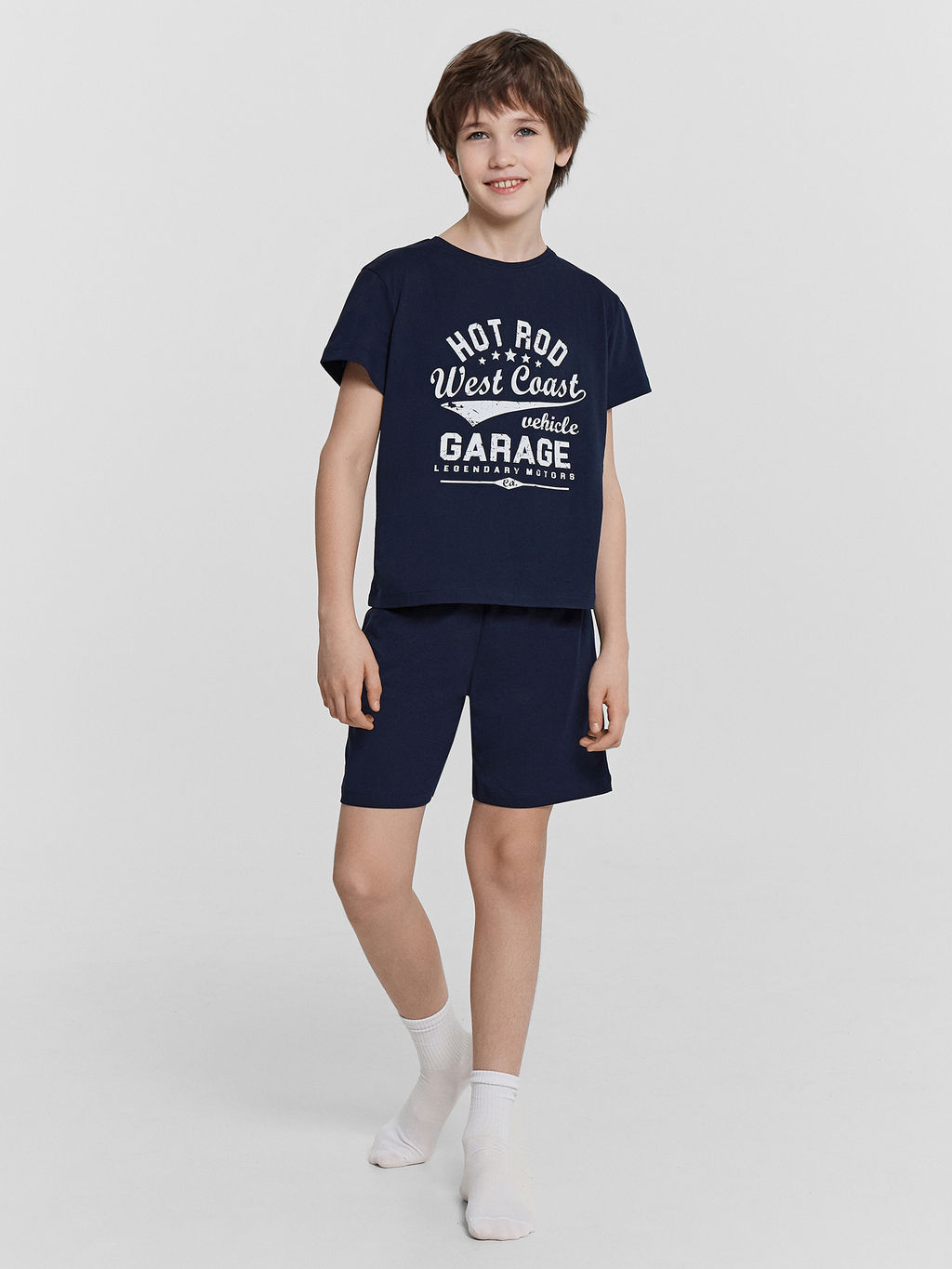 Комплект домашний для мальчиков синий с принтом "West coast"
