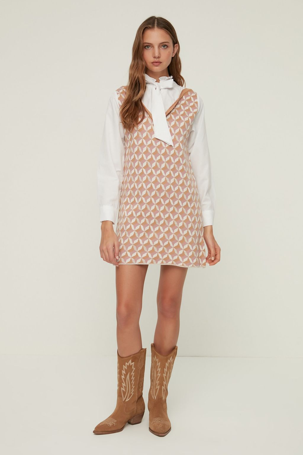 TRENDYOLMILLA Lacivert Mini Triko Gomlek Garni Detayl? Elbise TWOAW22SV0122  фото 4