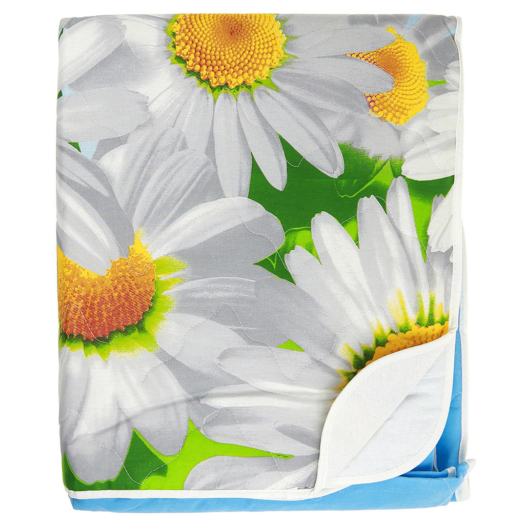 Покрывало стеганое Воздушные ромашки 260х215см, спальное место 180см, бязь набивная Комфорт 121г/м2, хлопок 100%, многоигольная стежка, наполнитель синтепон 70гр, подкладка бязь отбеленная 121г/м2, Домашняя мода (Россия)  фото 3