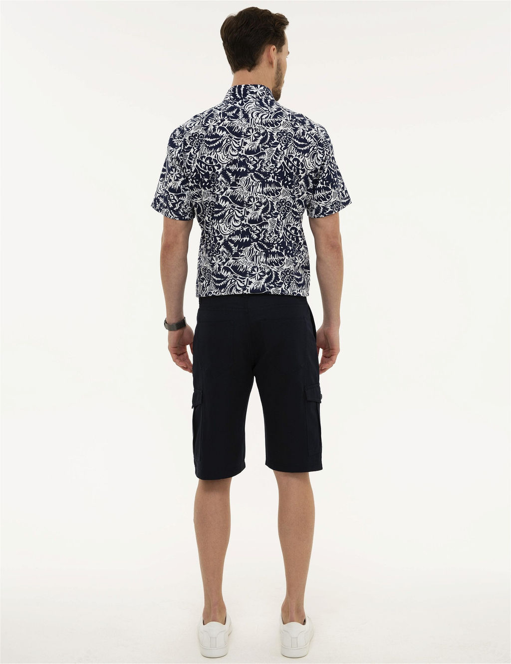 Lacivert Standart Fit Keten Kar___ml_ Bermuda _ort - Pierre cardin фото 4