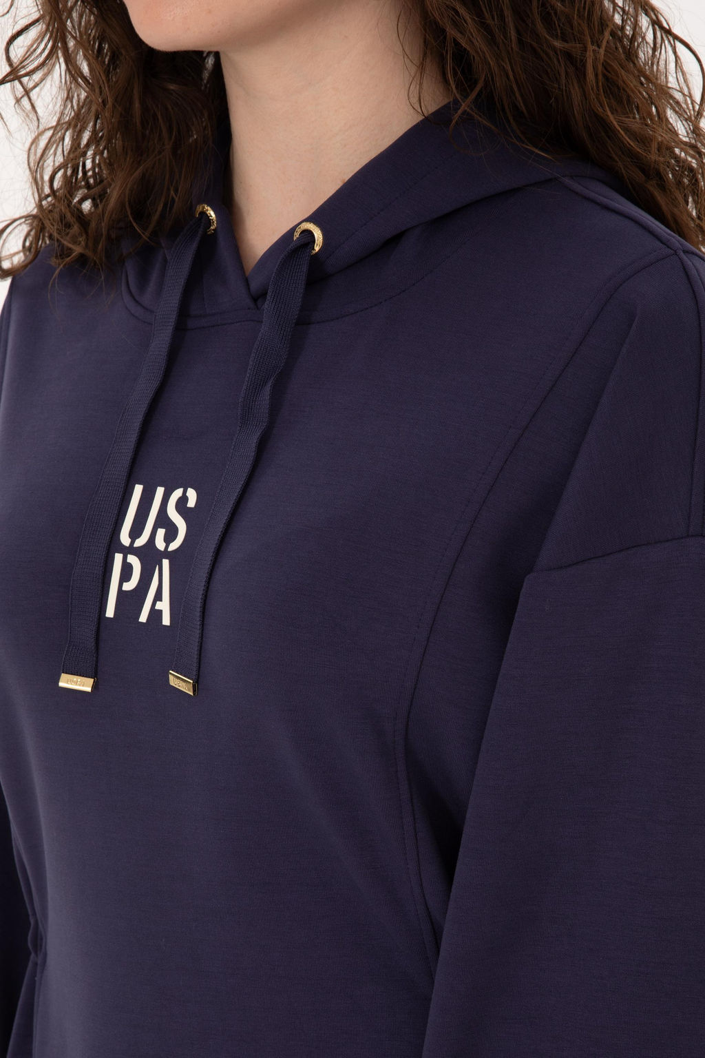 Kad_n M_rd_m Modal Kar___ml_ Mini Boy Kap__onlu Sweatshirt Elbise - U.s. polo assn фото 6