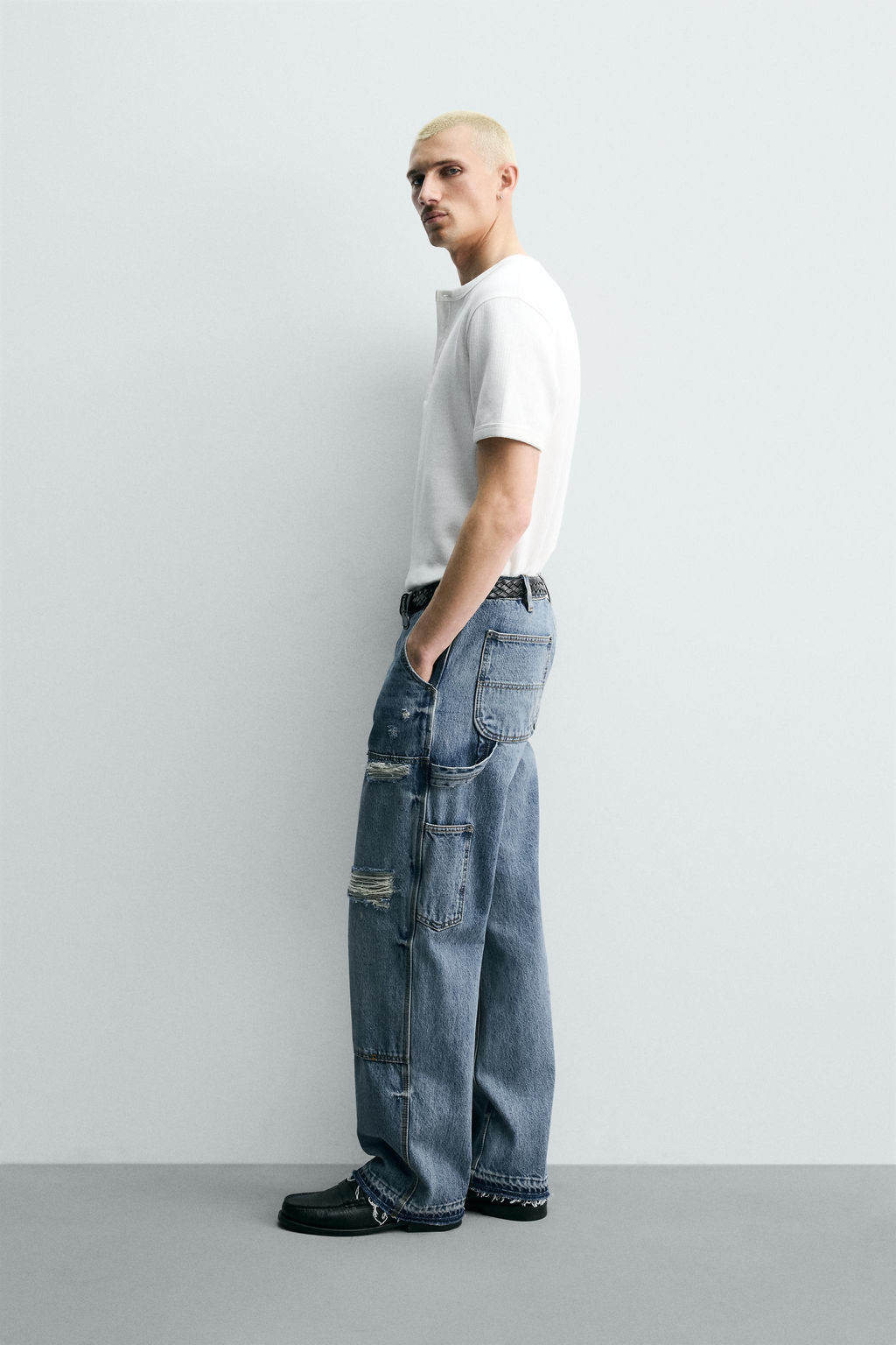 JEANS BOLSILLO CARPINTERO RELAXED FIT / Azul - Zara фото 4