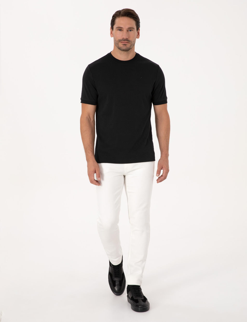 Siyah Regular Fit %100 Pamuk Bisiklet Yaka Basic T-shirt - Cacharel фото 4