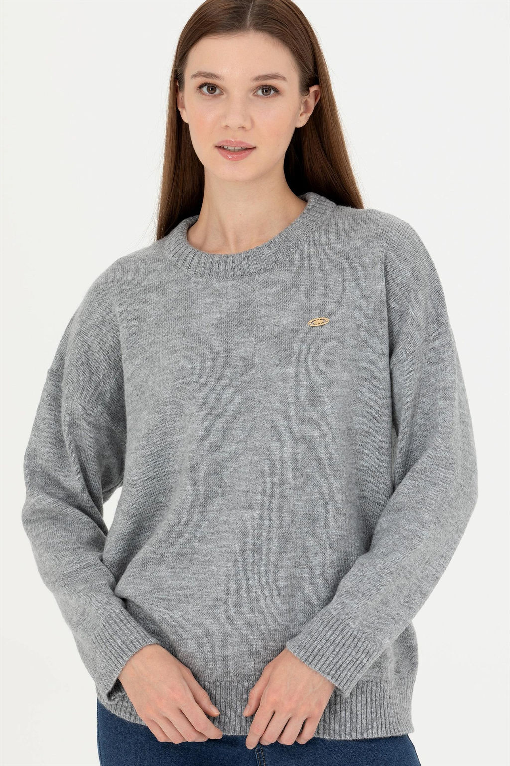 Женский серый меланжевый свитер - U.s. polo assn фото 3