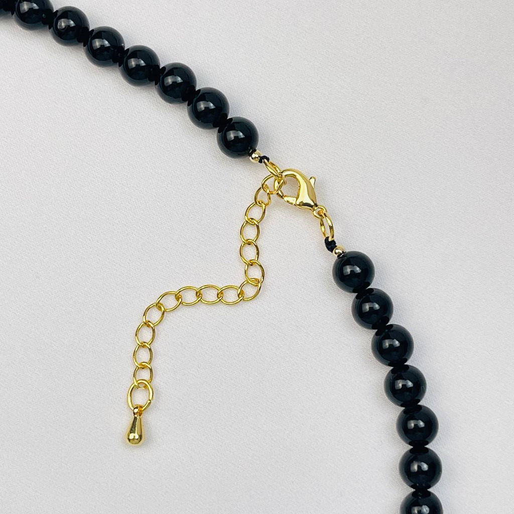 Колье из черного Турмалина Шерл, Малахита и Жемчуга - Радуга самоцветов фото 4