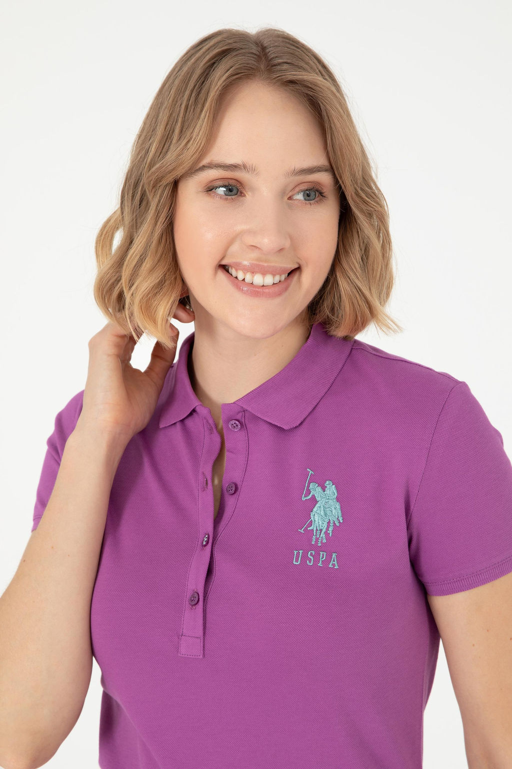 Женская фиолетовая базовая футболка Неожиданная скидка в корзине - U.s. polo assn фото 2