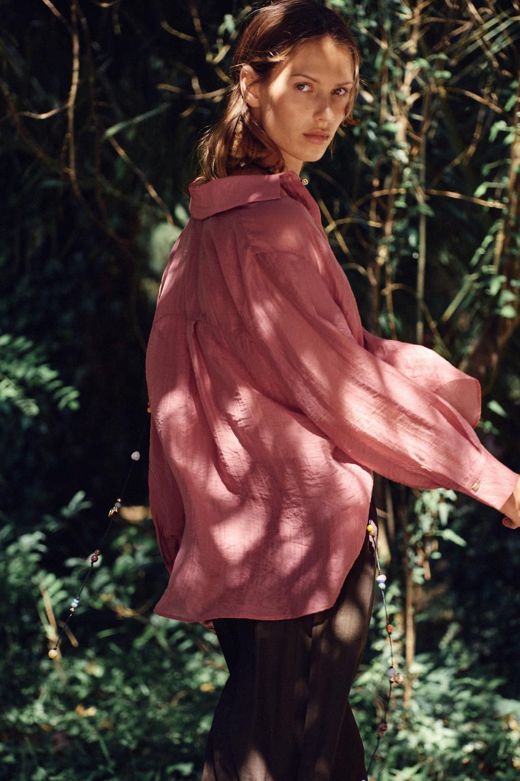 SEMI-SHEER OVERSIZE FLOWING SHIRT - Zara фото 6