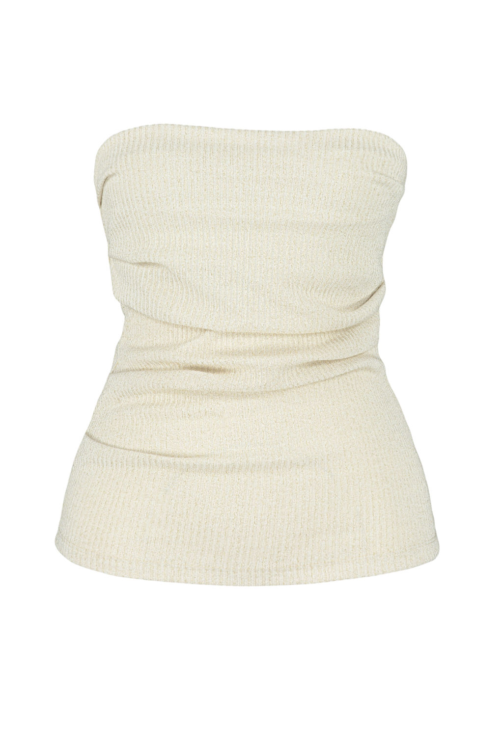 Ekru Drape Detayl? Lurexli/Simli Straplez Esnek Orme Bluz TWOSS24BZ00136