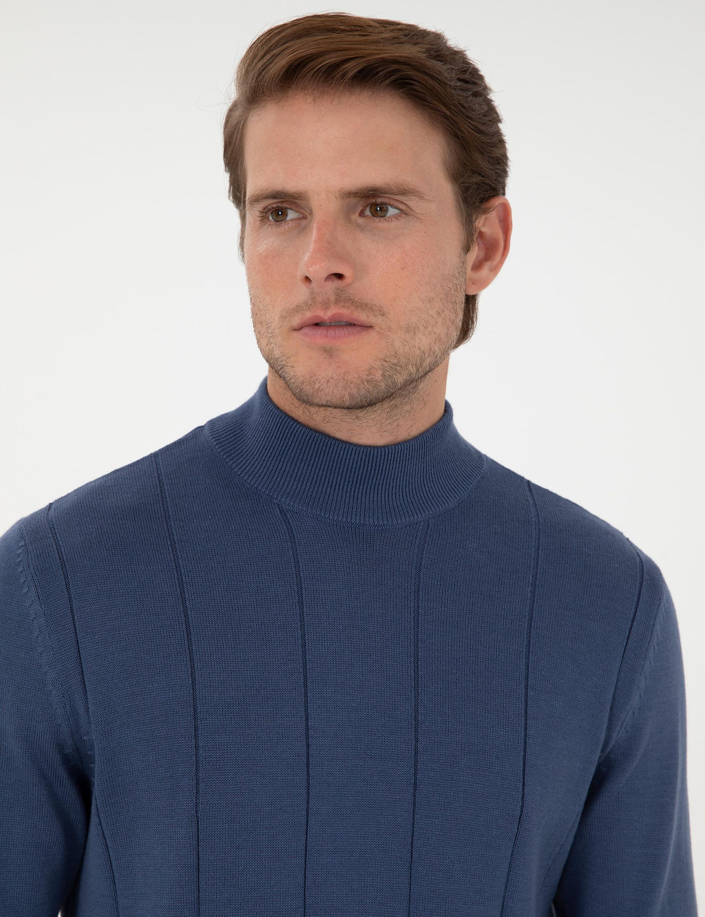 _ndigo Slim Fit Yar_m Bal_k__ Yaka Triko Kazak - Pierre cardin фото 2